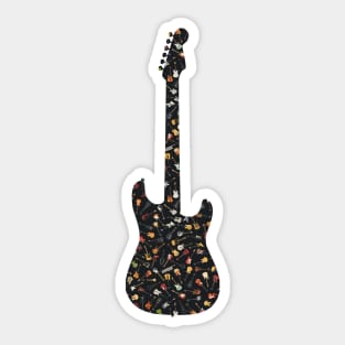 Guitar Silhouette Filled with Guitars on Black Sticker